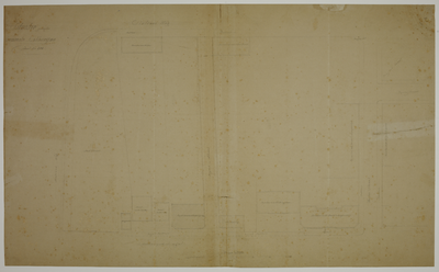 216719 Kaart van het terrein tussen de Catharijnesingel (onder) en de Stationsweg (boven) te Utrecht; met vermelding ...